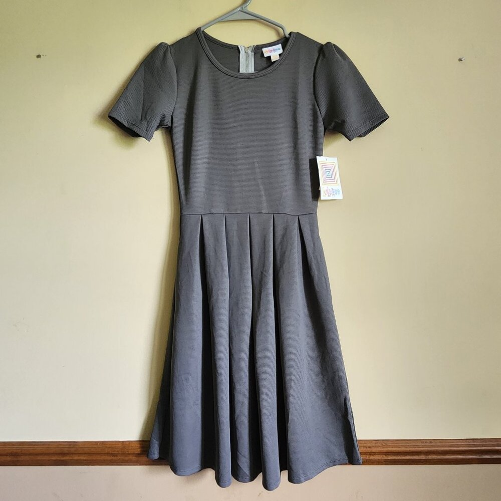 Vintage LuLaRoe Solid Gray Amelia Dress with Pockets Textured Size XXS  NWT